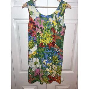 Vintage 90s Jams World Vibrant Painted Floral Print Summer Mini Dress Size: 7